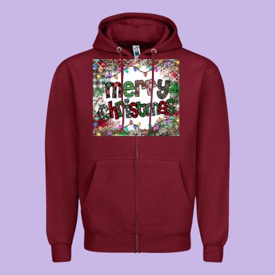 Merry Christmas Zipper Hoodie Designed By Cowhidedigitalart