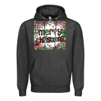 Charcoal Heather merry Christmas Zipper Hoodie - CowhideDigitalArt