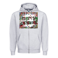 Heather Grey merry Christmas Zipper Hoodie - CowhideDigitalArt