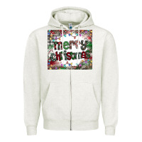Oatmeal Heather merry Christmas Zipper Hoodie - CowhideDigitalArt