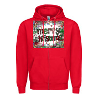 Red merry Christmas Zipper Hoodie - CowhideDigitalArt