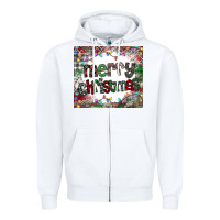 White merry Christmas Zipper Hoodie - CowhideDigitalArt