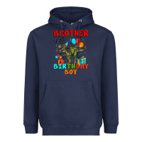 Navy brother of the birthday boy t rex Heavyweight Hoodie - Artiststas