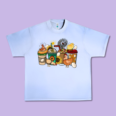 Chicken Coffee Cups Urban Heavy Tee Designed By Howdyjamesfarm