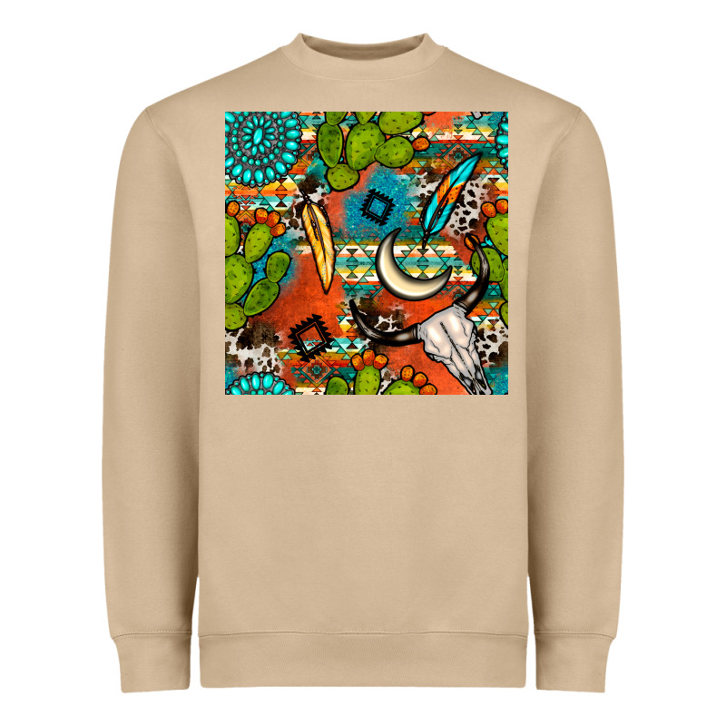Western Cactus Aztec Seamless Pattern Heavyweight Sweatshirt by BundleAndBundleShop | Teevron