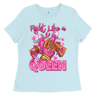 Baby Blue Survivor queen Breast Cancer afro girl sneakers Ladies Tee - RanaPortraitStore