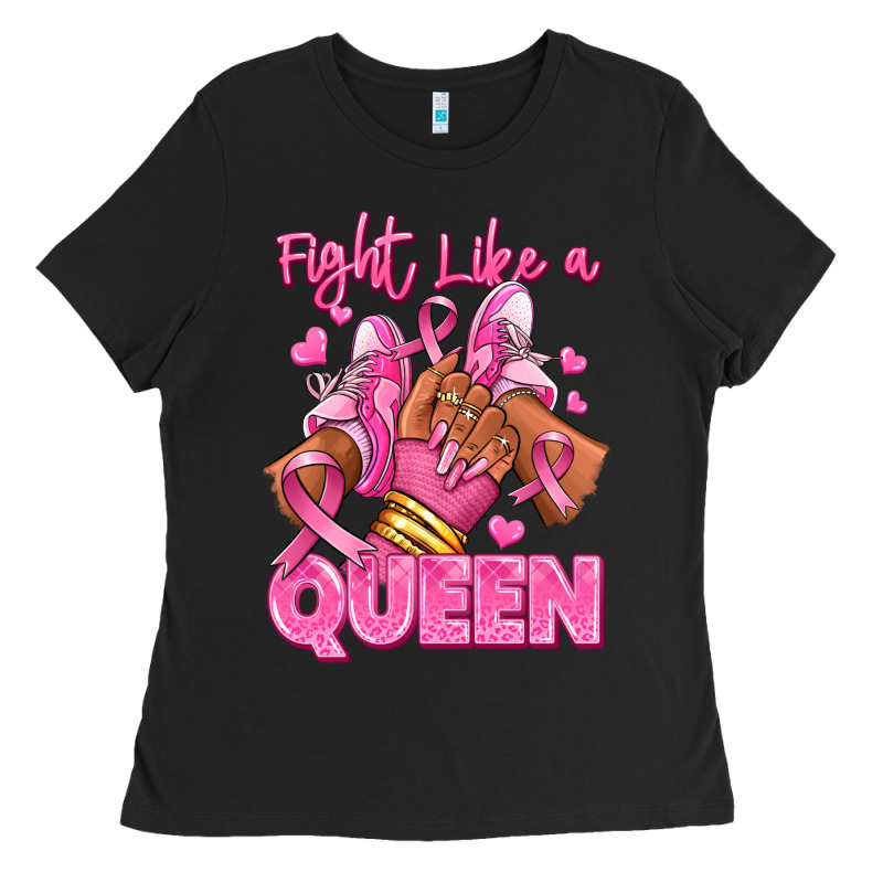 Survivor Queen Breast Cancer Afro Girl Sneakers Ladies Tee by RanaPortraitStore | Teevron