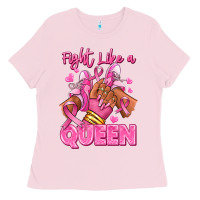 Bubblegum Pink Survivor queen Breast Cancer afro girl sneakers Ladies Tee - RanaPortraitStore