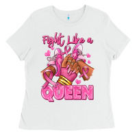 White Survivor queen Breast Cancer afro girl sneakers Ladies Tee - RanaPortraitStore