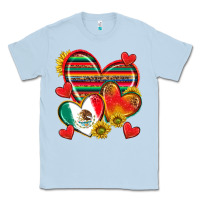Dusty Blue Mexican Hearts Classic Tee - texasbilliewilder