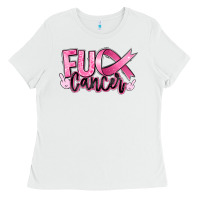 White Fu*ck Cancer Ladies Tee - RanaPortraitStore