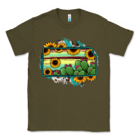 Army Green Kansas map sunflower catus serape Classic Tee - RanaPortraitStore