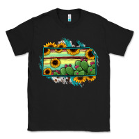 Black Kansas map sunflower catus serape Classic Tee - RanaPortraitStore