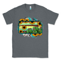 Charcoal Heather Kansas map sunflower catus serape Classic Tee - RanaPortraitStore