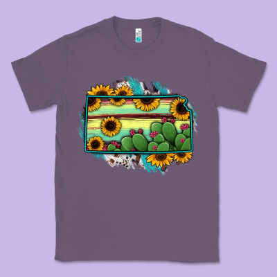 Kansas Map Sunflower Catus Serape Classic Tee Designed By Ranaportraitstore