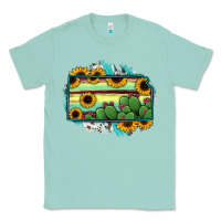 Seafoam Kansas map sunflower catus serape Classic Tee - RanaPortraitStore