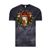 Cloud Black Longhorn Cow Christmas Vintage Tee - RanaPortraitStore