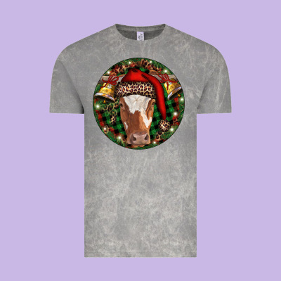 Longhorn Cow Christmas Vintage Tee Designed By Ranaportraitstore