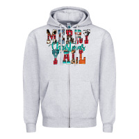 Heather Grey merry christmas y'all Zipper Hoodie - CowhideDigitalArt
