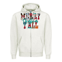 Oatmeal Heather merry christmas y'all Zipper Hoodie - CowhideDigitalArt