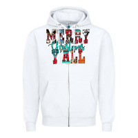 White merry christmas y'all Zipper Hoodie - CowhideDigitalArt