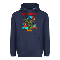 Navy grandma of the birthday boy t rex Heavyweight Hoodie - Artiststas