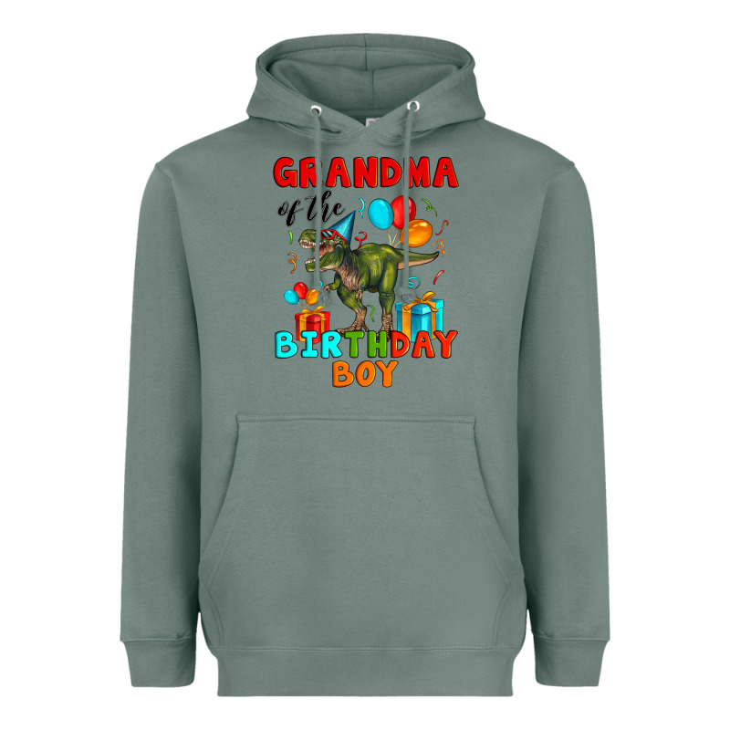 Grandma Of The Birthday Boy T Rex Heavyweight Hoodie by Artiststas | Teevron