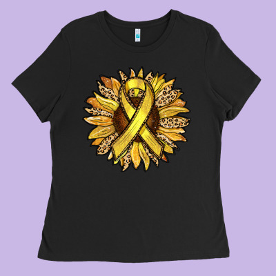 Child Cancer Awareness Sunflower Ladies Tee Designed By Ranaportraitstore
