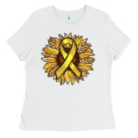 White Child Cancer Awareness Sunflower Ladies Tee - RanaPortraitStore