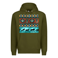 Army Green native american aztec seamless pattern Premium Hoodie - BundleAndBundleShop