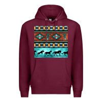 Burgundy native american aztec seamless pattern Premium Hoodie - BundleAndBundleShop