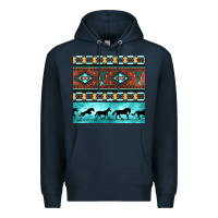 Navy native american aztec seamless pattern Premium Hoodie - BundleAndBundleShop