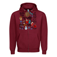 Burgundy winter festive essentials Zipper Hoodie - CowhideDigitalArt