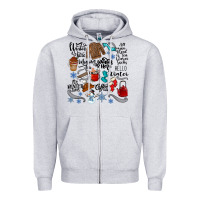 Heather Grey winter festive essentials Zipper Hoodie - CowhideDigitalArt