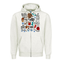 Oatmeal Heather winter festive essentials Zipper Hoodie - CowhideDigitalArt