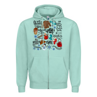 Seafoam winter festive essentials Zipper Hoodie - CowhideDigitalArt