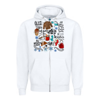 White winter festive essentials Zipper Hoodie - CowhideDigitalArt