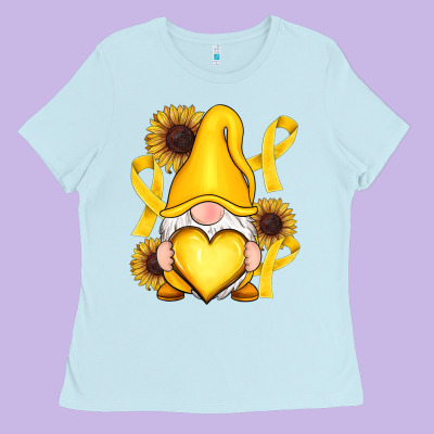 Childhood Cancer Gnome Ladies Tee Designed By Ranaportraitstore