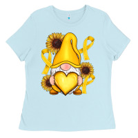 Baby Blue Childhood Cancer gnome Ladies Tee - RanaPortraitStore