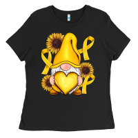 Black Childhood Cancer gnome Ladies Tee - RanaPortraitStore
