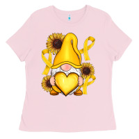 Bubblegum Pink Childhood Cancer gnome Ladies Tee - RanaPortraitStore