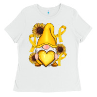 White Childhood Cancer gnome Ladies Tee - RanaPortraitStore