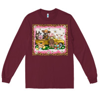 Burgundy Easter Day with farm animals tumbler Long Sleeve Tee - HowdyJamesFarm
