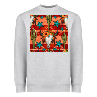 Heather Grey bull skull cactus seamless pattern Heavyweight Sweatshirt - BundleAndBundleShop