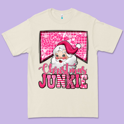 Pink Christmas Junkie Santa Claus Premium Tee Designed By Jasminsmagicworld