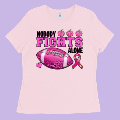 Nobody Fights Alone Breast Cancer Ladies Tee Designed By Ranaportraitstore