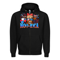 Black moo rica Zipper Hoodie - CowhideDigitalArt