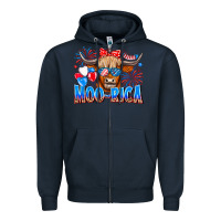 Navy moo rica Zipper Hoodie - CowhideDigitalArt