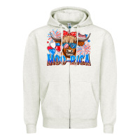 Oatmeal Heather moo rica Zipper Hoodie - CowhideDigitalArt