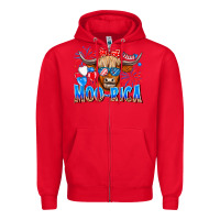 Red moo rica Zipper Hoodie - CowhideDigitalArt